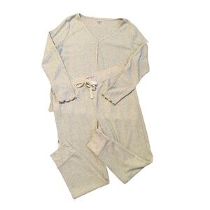 LOFT Cream Speckled V-Neck Pajama Set